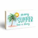 2 x Wooden Block Sign - Every Summer Has A Story - 3"X5" Pine Wood Plaque, Home & Office Decorations, Housewarming Gift, Table, Shelf, Desk Decor & Accessories - B14
