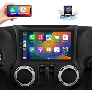 Naifay Android Car Radio Stereo for Jeep Wrangler JK Compass Grand Cherokee Dodge Ram 1500 with CarPlay Android Auto, 2+32G Touchscreen Car Radio Bluetooth/in Dash GPS Navigation/WiFi/SWC/Camera