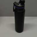 Membrane Solutions C3 Filtered Water Bottle, 32oz Stainless Steel Water Bottle with Replaceable Filter Cartridge, Portable Water Filter, Travel, Hiking & Camping for Drinking Water(Black)