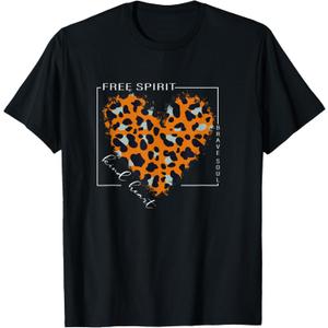 Free Spirit Brave Soul Kind Heart Uplifting Gift Women Girls T-Shirt (Small, Black)