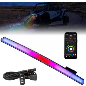 KEMIMOTO 2024+ XP 1000 Front Light Chasing Color, Compatible with Polaris RZR XP 1000/4 2024 2025, Front Accent RGB APP Control Waterproof Light with Turn Signal Kit #2415449
