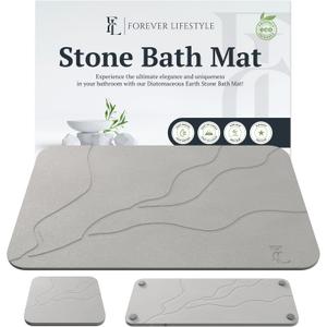 Diatomaceous Earth Bath Mat for Bathroom, 24 x 15 Inch Ultra Absorbent Bath Mat, Fast Dry Stone Drying Mat, Non Slip Modern and Stylish Design (Dark Grey-Sculpted)