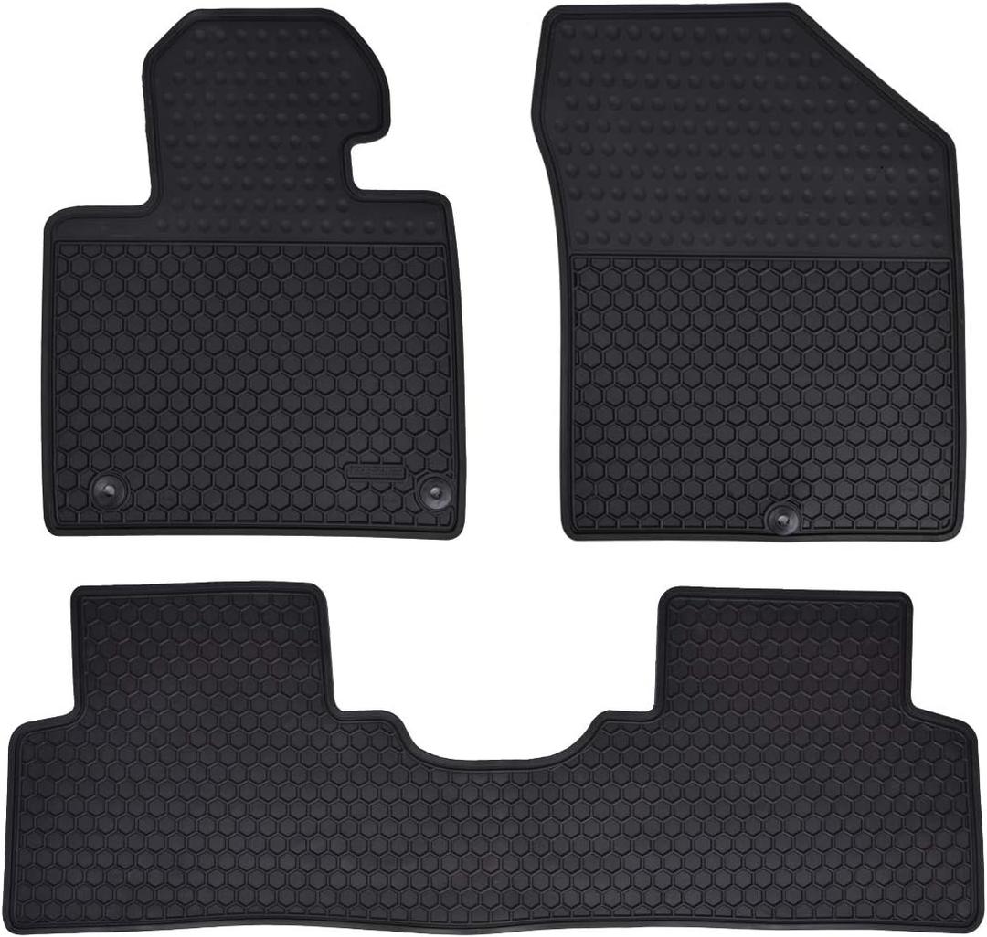 Car Floor Mats Custom Fit for Hyundai Santa Fe 2019 2020 Odorless Washable Heavy Duty Rubber (All Weather) Floor Liners Front and Rear Row Set Black