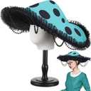 Mushroom Hat Renaissance Medieval Costume Cosplay Victorian Fairy Accessories with Bead Lace Brim Cap, One Size