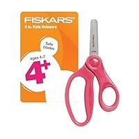 Fiskars 5" Blunt-Tip Kids Scissors for Kids Ages 4-7, Scissors for School or Crafting, Back to School Supplies, Colors May Vary