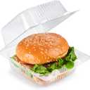 100 Pack Clear Clamshell Food Containers, Disposable Plastic Hinged Clamshell Take Out Container with Lids, To Go Food Containers for Dessert, Hamburger, Cakes Slice, Cookies, Salads, Snacksetc