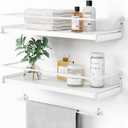 Forbena Bathroom Shelves for Wall Set of 2, White Nursery Floating Book Shelves for Kids Room, Small Wall Mount Bookshelf and Toy Storage Organizer for Baby Toddlers Teens Boys Girls Bedroom