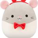 Squishmallows Original 14in Rusty The Grey Rat with Heart Headband and Bowtie  Official Jazwares Plush (Large)