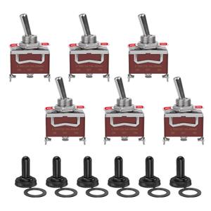 6 Pack Toggle Switch, 3 Pin 12V DC 30A/250V AC 15A, Heavy Duty SPDT ON Off ON Switch, Marine Waterproof Toggle Switch with Boot Cap Cover, for Cars Trucks, Racing Cars, Boats (3 Pin-6Pack-ON-OFF-ON)