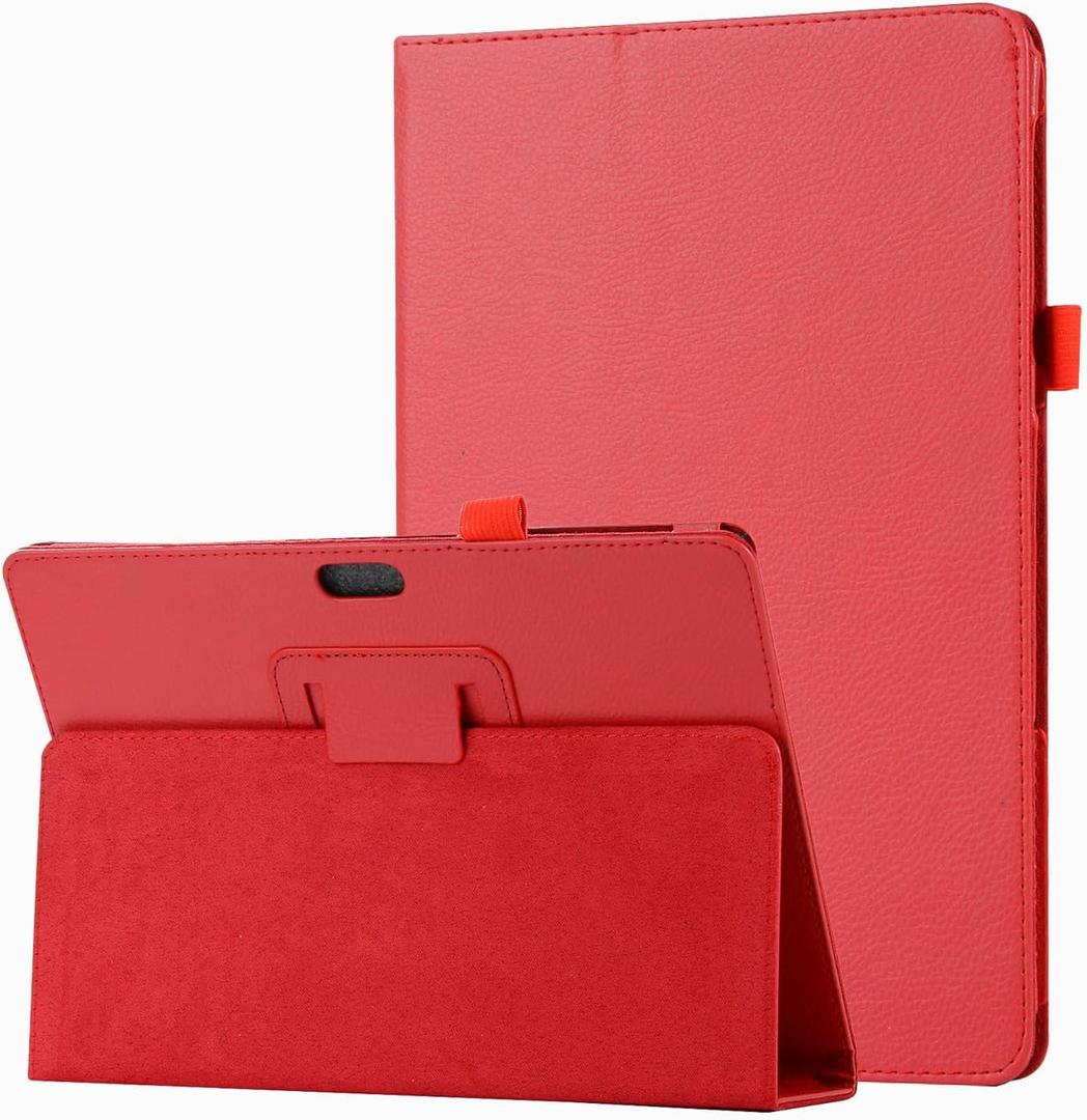 for Microsoft Surface 3 1645 1657 Tablet Smart Cover, Ultra Slim Folio Stand Lightweight with Sleep/Wake Up Function Leather Case for Surface 3 10.8" (Li-Red)