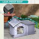 Outdoor Cat House Weatherproof & Insulated for Winter - Upgraded Seamless Bottom Feral Cat Shelter, Waterproof Cat Houses for Outdoor Cats, Easy to Assemble Outside Cat House with Mat(Grey, L)