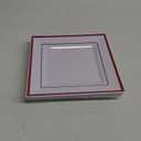 13 Pcs Square Plastic Plates White Disposable Dinnerware Set 25 Guests 9.5 and 6.5 Inch Heavy Duty Dinner Plates Square Dessert Plates Plastic Plate with Rim for Wedding Party Events (Red)