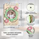 3 x 2026 Personalized Gift on Mothers Day - Custom Magnets Refrigerator, Customized Mother's Day Birthday Gifts for Mom, Nana, Thank You for Helping Me Grow, Wooden Magnet Picture Frames for Fridge