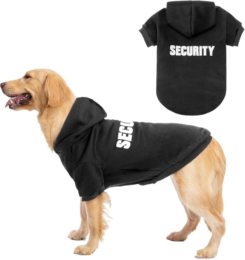 BINGPET Security Dog Hoodies Puppy Sweater Cold Weather Dog Coats Soft Brushed Fleece Pet Clothes Hooded Sweatshirt for Dog Cat, XXL