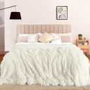 TOONOW Extra Soft Fuzzy Faux Fur Blanket Queen Size 78"x90", Reversible Lightweight Decorative Blankets and Throws Super Soft Cozy Microfiber Fleece Fuzzy Blankets for Couch Bed, Cream White