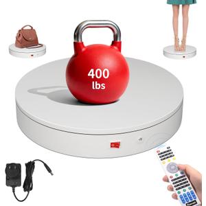 Remote-Controlled Motorized Electric Turntable,Rotating Display Stand,Speed-Adjustable Rotating Platform,Multi-Mode 360 Photography Turntable for 3D Scan,Photography,Showcase(15.8inch/White)
