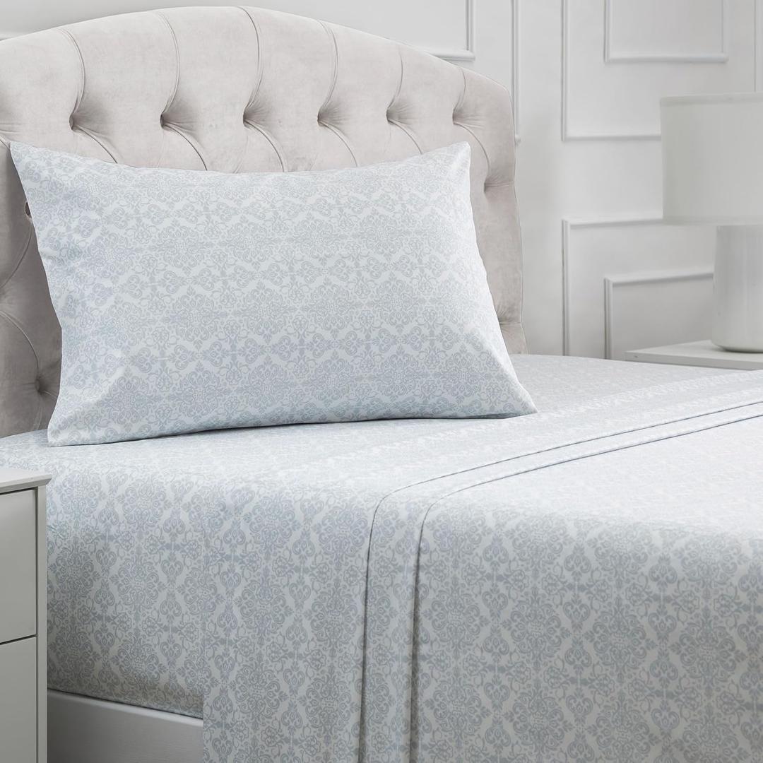 Mellanni Twin XL Sheets Set - 3 PC Iconic Collection Bedding - Hotel Luxury, Extra Soft, Cooling Bed Sheets - Wrinkle, Fade, Stain Resistant (Twin Extra Long, Laced Sky Blue)