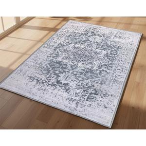 Muddy Mat Frostbell 8ft x 10ft Washable Muddy Carpet for Living Room, Bedroom & Dining Room Modern Soft Low Pile Non Slip Carpet Pet Friendly Waterproof Foldable Area Rugs for Home