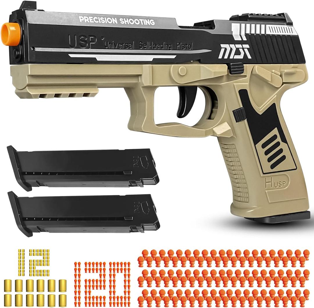 Automatic Reloading Rebound Shell Ejecting and Soft Foam Blaster, Ideal for Shooting Games, Education Model Toys, Gift for Kids Boys Girls