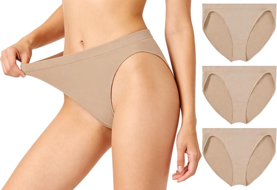 3Pcs Dance Nude Briefs Seamless Underwear for Women and Girls Gymnastics Ballet Beige Undergarments , Child L, (12-14 Years)