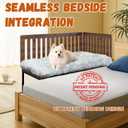 Beside Dog Bed,2 Panels Adjustable Height Dog Bunk Beds,25.5x18Metal Dogs Bed Frame with Cushion,Medium