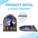 3 x Hyturtle Book Lovers Suncatcher Ornament 2025  Black Cat Window Hanging, Book Themed Christmas Tree Decoration, Librarian Gift, Book Club Ornament, Unique Bookish Keepsake for Readers, 5"