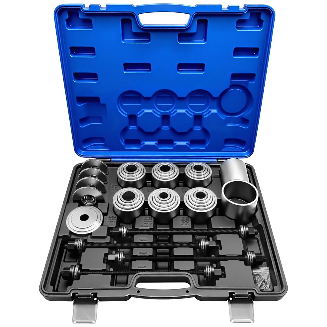 37Pcs Pull and Press Sleeve Kit, Bushing Press Kit for Most Engine Cars Vehicles, Universal Seal Bearing Bushing Removal Installation Tool Kit 4 Pulling Spindles with Nuts Case