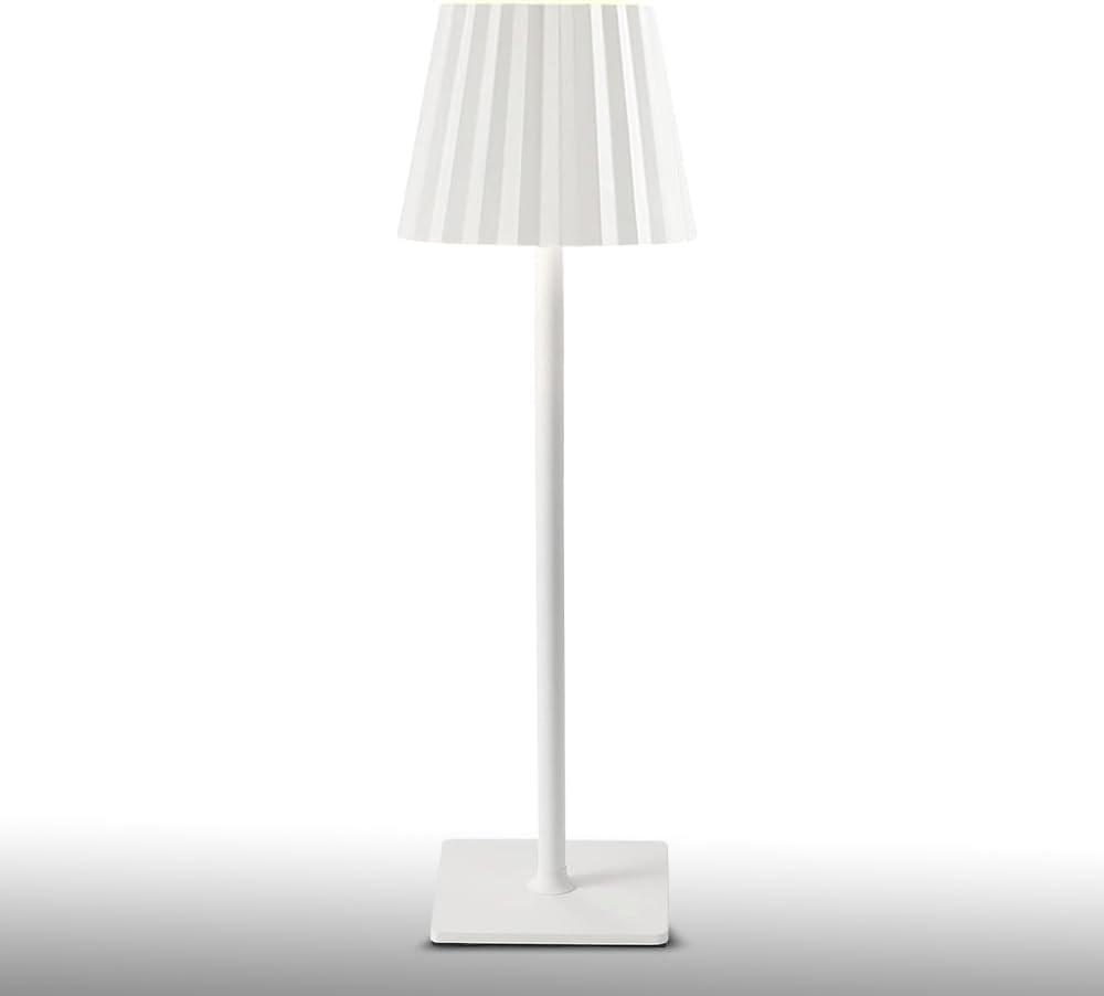 Portable Metal Desk Lamp,3-Color Touch Control, Rechargeable Battery - Ideal Bedside Lamp for Bedroom Nightstand (Light White)