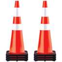VEVOR 6Pack 36" Traffic Cones, Safety Road Parking Cone with Black Weighted Base, PVC Orange Traffic Safety Cones, Hazard Cones Reflective Collars for Construction Traffic Parking