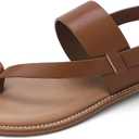 Luffymomo Women's Thong Flat Sandals Adjustable Ankle Buckle Summer Sandal Casual Open Toe Fisherman Shoes (Brown)