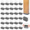 Small Rectangle Silicone Chair Leg Caps with Felt Pads, 32PCS Rectangular Chair Leg Floor Protectors for Hardwood Floors, Clear Chair Leg Covers to Protect Floors, Fit Length 0.9"-1.3" Width 0.6"-0.8"