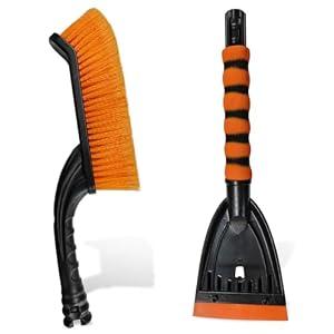 LHDOS 26" Snow Brush and Ice Scraper for Car Windshield, Detachable Snow and Ice Removal Tool with Ergonomic Comfortable Foam Grip, Winter Car Accessories for Cars, Trucks, SUVs Window (Orange)