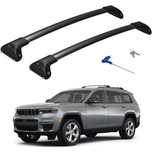 300lbs Roof Rack Cross Bars Compatible with 2021-2026 Jeep Grand Cherokee L 3-Row & 2022-2026 Grand Cherokee WL 2-Row, Aluminum Lockable Roof Rails Crossbar for Rooftop Cargo Kayak Snowboard