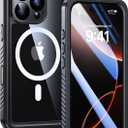 Lanhiem Magnetic for iPhone 16 Pro Max Waterproof Case, Dustproof Shockproof Case Built-in Screen & Camera Protection [Compatible with MagSafe], Full Body Heavy Duty Phone Cover 6.9" (Black/Clear)