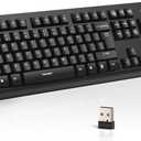 TECKNET Wireless Keyboard, 2.4G Silent Full-Size USB Keyboard with Number Pad, Ergonomic Keys & Adjustable Feet, Compatible with Laptop, PC, Desktop, Notebook, Windows 11/10/8/7 Black