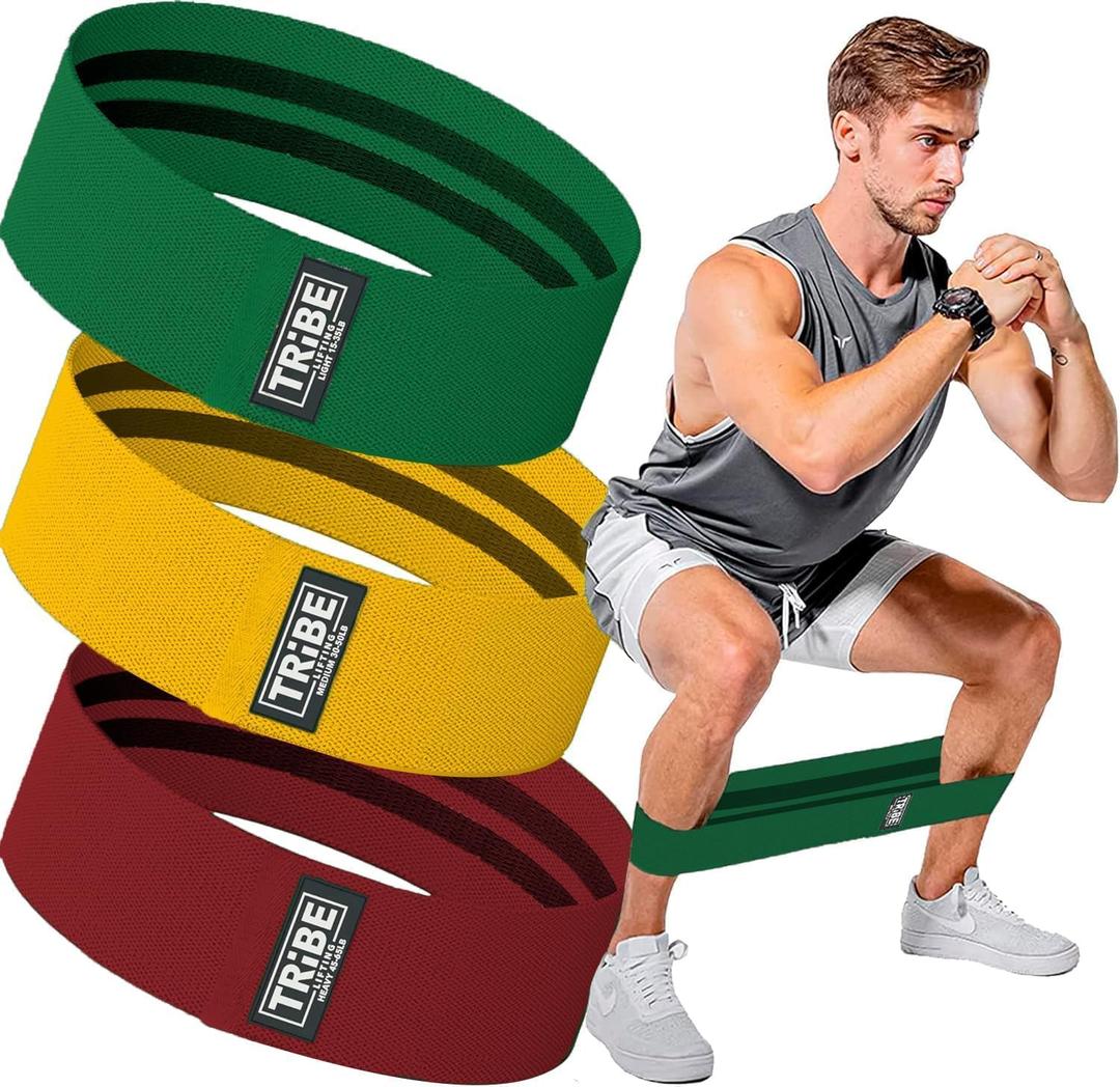 Tribe Lifting Fabric Resistance Bands for Legs - Workout Bands Resistance Bands for Men and Women - Booty Bands for Working Out - Exercise Bands Resistance Bands Set - Elastic Bands for Exercise (Multicolor)