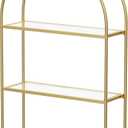 3-Tier Arched Wall Shelf with Gold Frame & Transparent Shelves