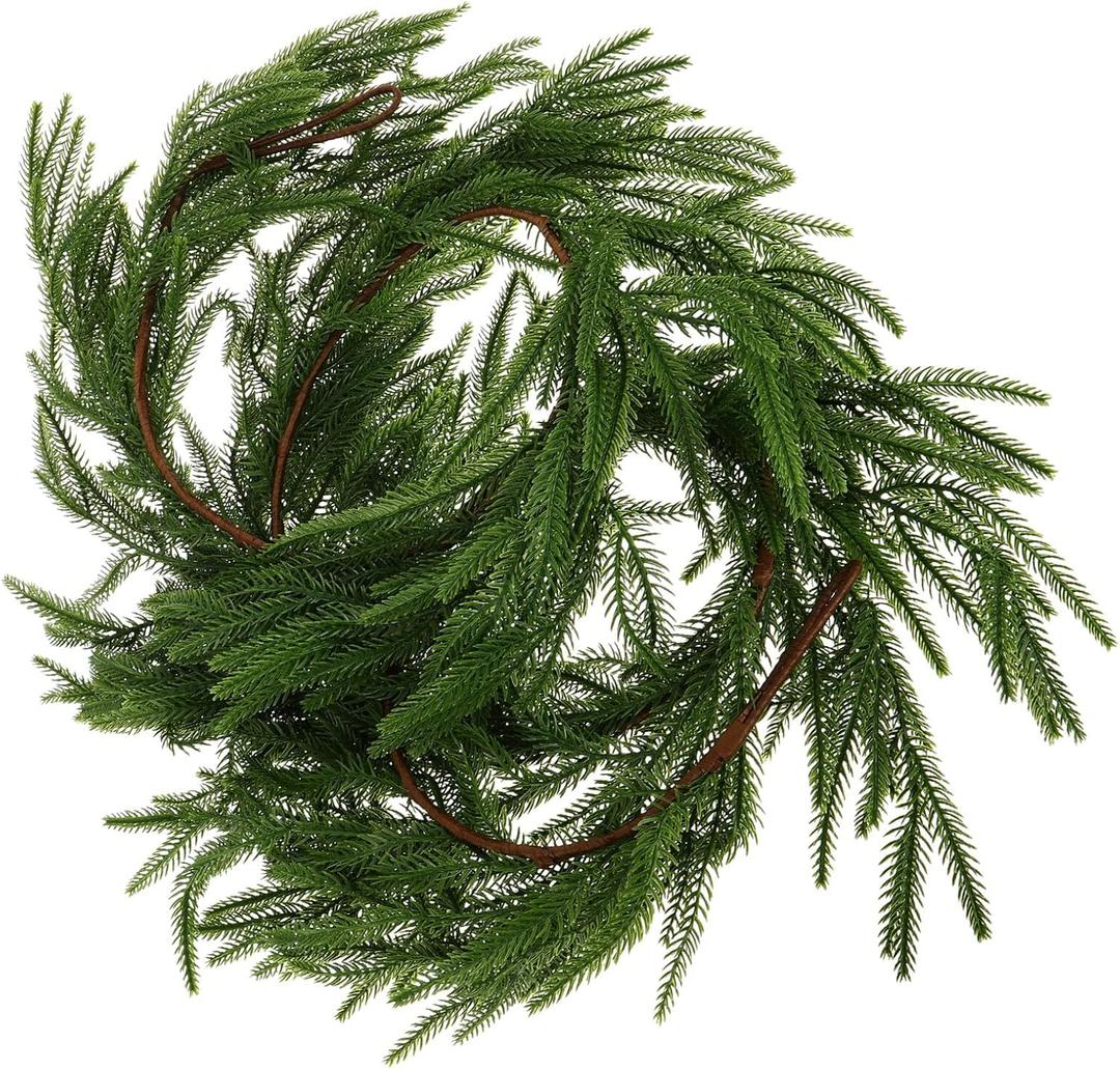 DECHOUS Realistic Christmas Faux Pine Needle Garland Artificial Greenery Decor for Indoor Outdoor Mantle Table Fireplace Plastic Garland for DIY Holiday Crafts and Festive Ambiance