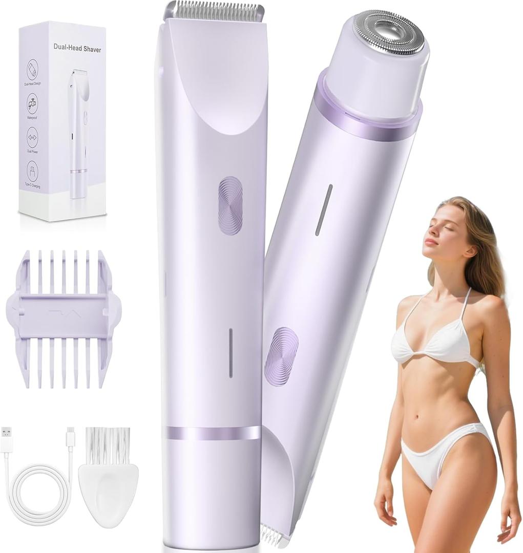 Bikini Trimmer for Women  Gentle Electric Razor for Sensitive Areas, Waterproof USB-C Rechargeable Shaver for Body & Face, Stocking Stuffers Holiday Gift Lavender