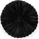 Lush Decor Round Pleated Soft Velvet Decorative Throw Pillow, 1 Count, 15" Diameter, Black - Plush Round Pillow, Seat Cushion, Decorative Pillows For Bed, Couch, Or Chair