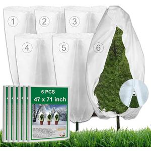 Large Size 6 Packs Plant Covers Freeze Protection 47 x 71 Inch, Upgraded Tree Frost Cloth for winter, 2.8oz/yd² Frost Blankets for Outdoor Plants, Reusable Tree Protectors Covers for Christmas
