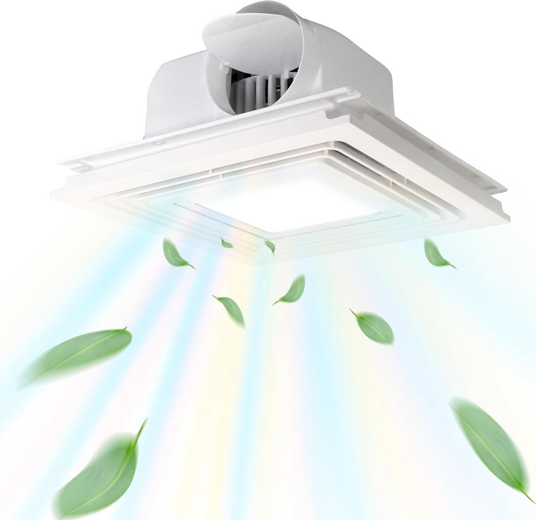 Bathroom Exhaust Fan with Light, 114CFM Wall Ceiling Mounted Quiet Bathroom Fan for Bedroom, Office, Toilet, 3-color changer