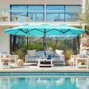SUPERJARE 13FT Outdoor Umbrella for Patio, Double sided Pool Umbrellas with Fade Resistant Canopy, Large Table Umbrella for Deck, Market, Backyard - Light Blue (No Base)