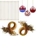 200Pcs Gold Ornament Hooks Ornament Hangers Ribbon Ornament String with Snaps Precut String Hangers Snap Fasteners Rope Hooks for Halloween Christmas Ornaments Price Tag Crafts Gift Tag