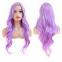 Long Curly Wavy Purple Wigs for Women Side Part Natural Looking Cosplay Synthetic Heat Resistant Replacement Wig