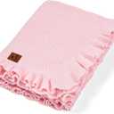 Ruffle Knit Blanket for Baby - 100% Luxury Soft Cotton Knit Warm Cozy Cuddle Stroller Crib Blanket for Newborns, Infants, & Toddlers (Pink)