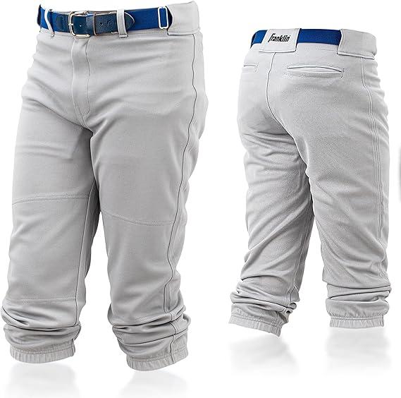 Franklin Sports Youth Baseball + Softball Pants - Knee High + Relaxed Fit Kids Baseball Pants - White, Black + Grey Pants, Size S, Youth