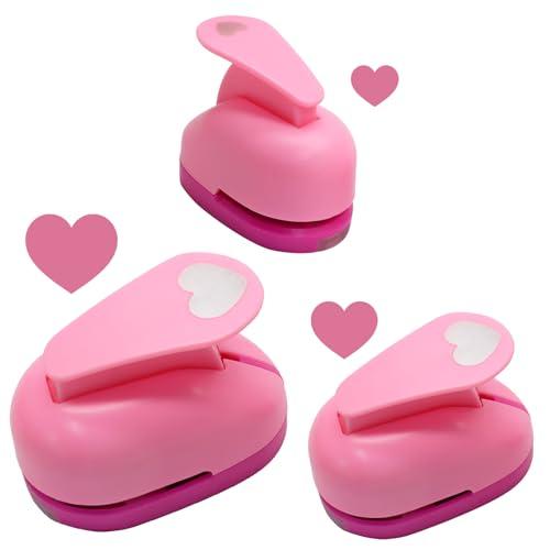 Luomorgo 3 Pcs Heart Hole Punch Set (1", 5/8", 5/16" Inch) - Multi-Size Paper Punch for Scrapbooking, Card Making, Journals, Photo Albums & Office Supplies
