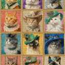 Cat Puzzles for Adults 1000 Pieces, Vintage Kitten Animals Jigsaw Puzzle, Kitty Retro Challenge Puzzle Collage for Cat Lovers