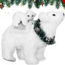 Wesiti Christmas Polar Bear Decorations White Faux Fur Polar Bear Wearing Garland Mom Stuffed Animal Centerpieces Xmas Plush for Holiday Birthday Rustic Home Winter Wonderland Party Gifts